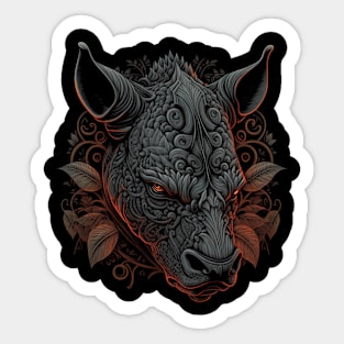 rhinoceros decorated with Javanese ornaments Sticker